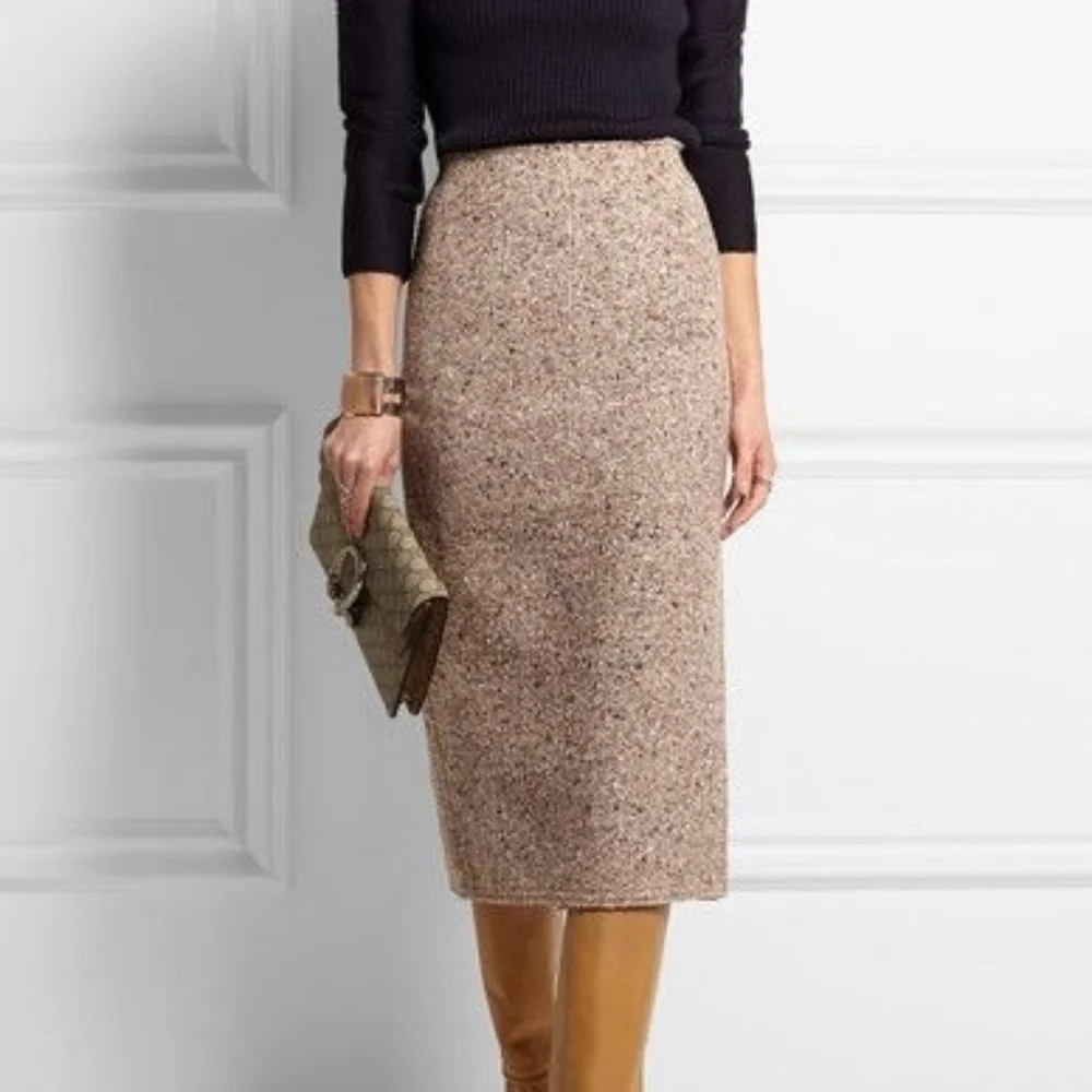 Vintage Womens 100% Wool Rust Midi Skirt with Front Slit Size 10 - Picture 1 of 7